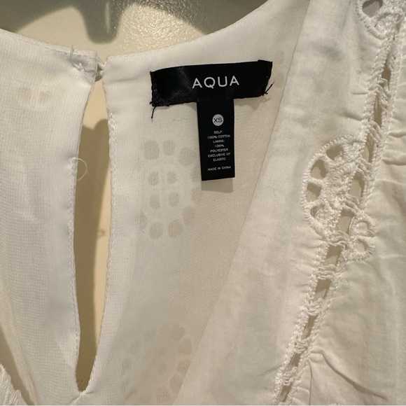 Aqua Bloomingdale’s Sleeveless Eyelet Embroidered Midi Dress Lined White XS NWT - Picture 8 of 9